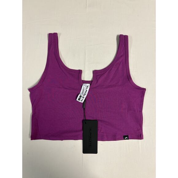 Alphalete Tops - Alphalete Women’s OT Slit Tank Top Cropped Purple Size Large Athletic Gym NEW